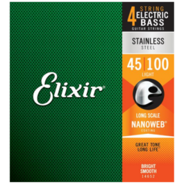 Elixir Nanoweb Stainless Steel 4-String Bass Guitar Strings – (45-100)