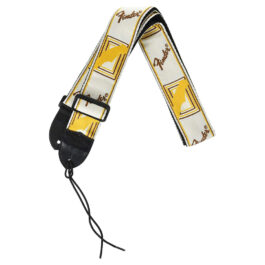 Fender 2” Monogrammed Strap – White/brown/yellow