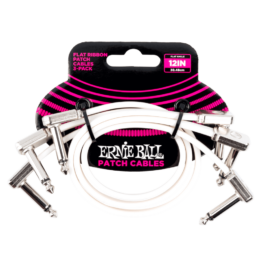 Ernie Ball 30cm Flat Ribbon Patch Cables – 3-Pack – White