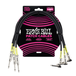 Ernie Ball Straight/Angle Patch Cables – 46cm – Black – (3 Pack)