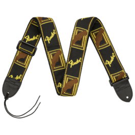 Fender 2” Monogrammed Guitar Strap – Black, Yellow, and Brown