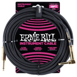 Ernie Ball 5.5m Braided Straight/Angle Instrument Cable – Black