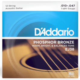 D’Addario EJ38 Phosphor Bronze 12-String Acoustic Guitar Strings – (10-47)