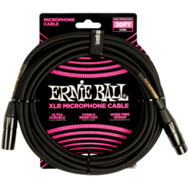 Ernie Ball Braided Male/Female XLR Mic Cable – Black – 6.1m